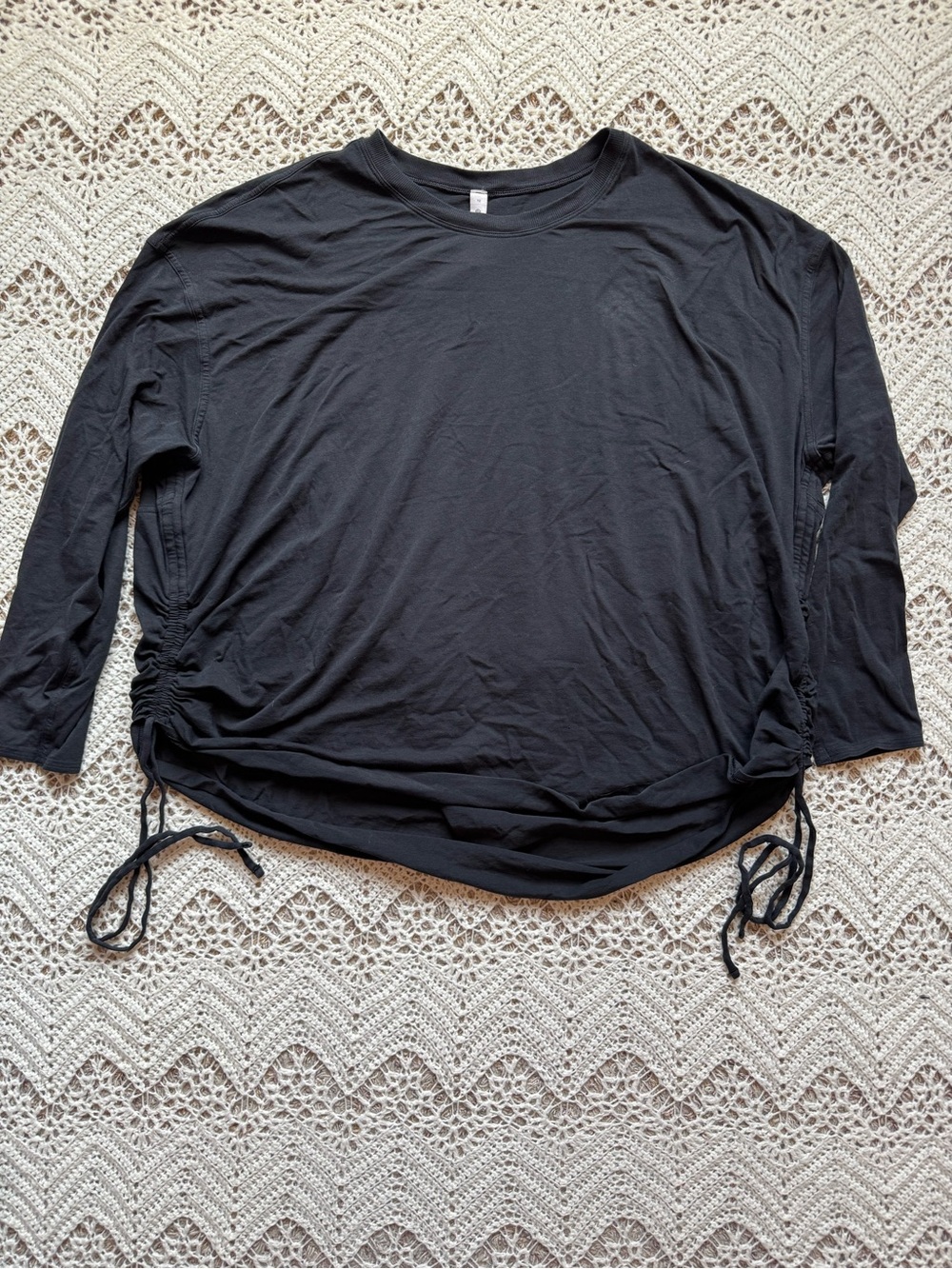lululemon athletica Black Long Sleeve Side-Tie Top Pima Cotton Side-Cinch 18